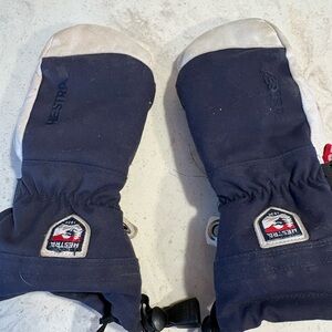 Hestra Navy and Light Gray Winter Mitt Interior with Logo Tag